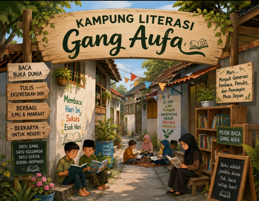 Kampung Literasi Gang Aufa berlokasi di sebelah barat kawasan Pondok Pesantren Bahrul Ulum Jombang